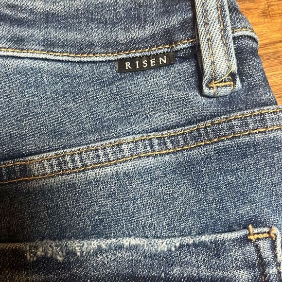 Risen Dark Blue High Rise Wide Leg Cargo Stretch Jean, size 23W/33L - Picture 9 of 11